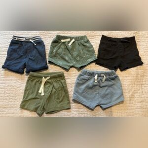 Bundle of 5 Pairs of 12 Month Toddler Boys Cotton Shorts Neutral Colors